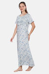Naidu Hall Cotton Full Length Nightdress - Light Blue — thumbnail 5
